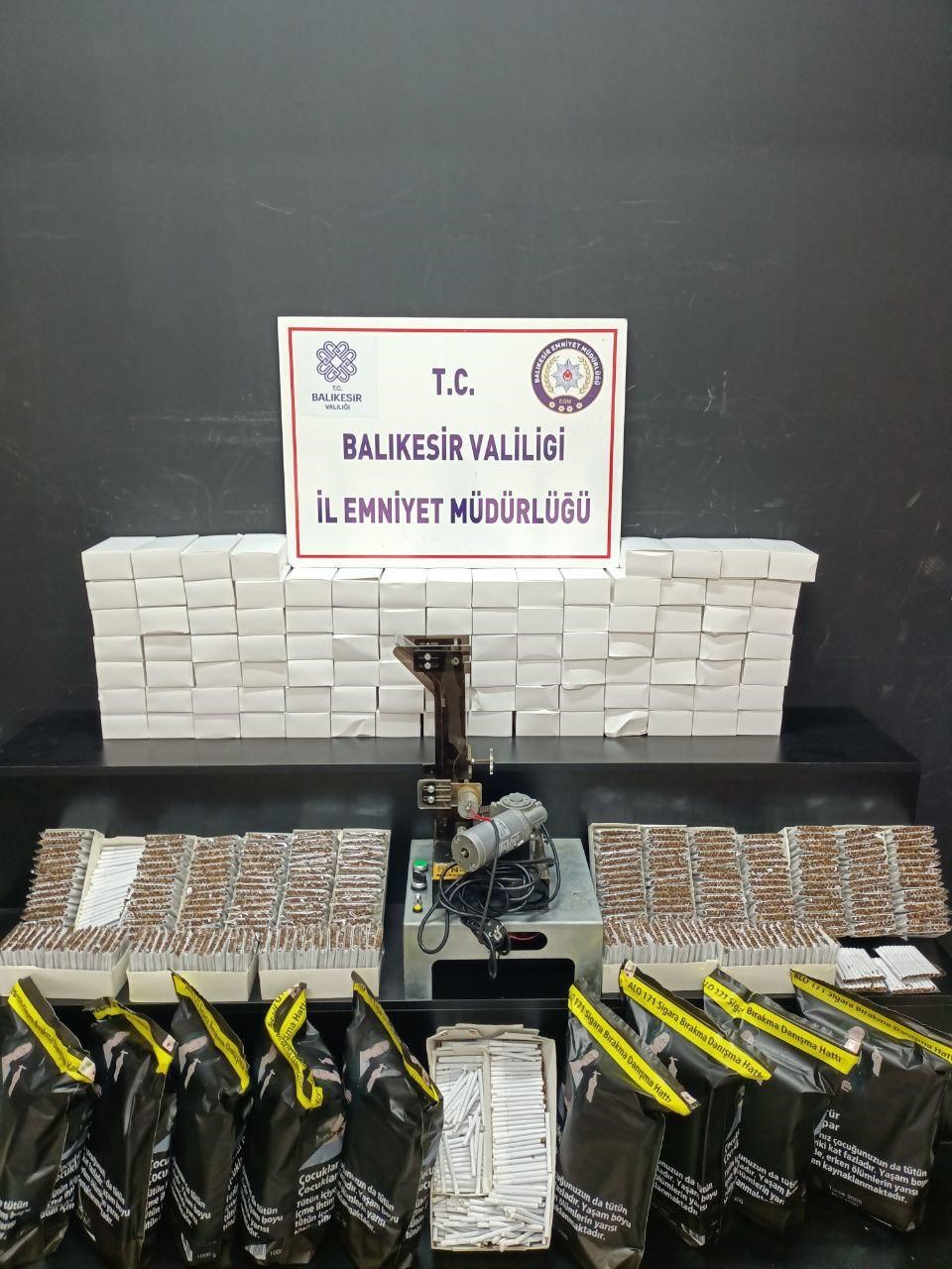 Balıkesir'de 6 bin adet doldurulmuş makaron ele geçirildi