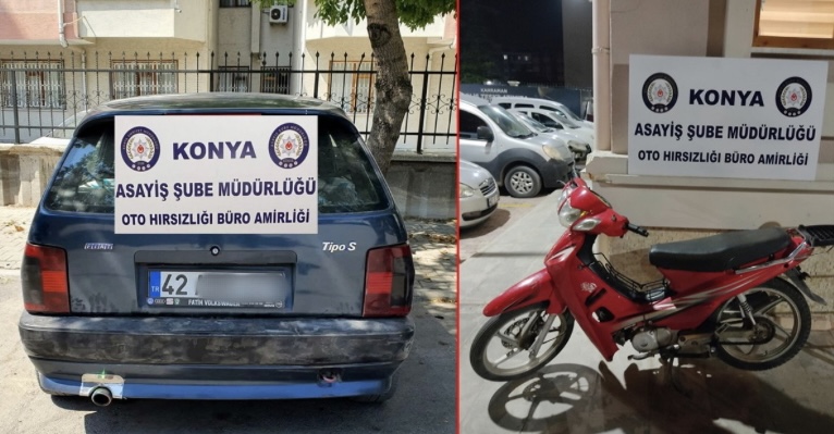 Konya'da otomobil ve motosiklet çalan 2 kişi tutuklandı