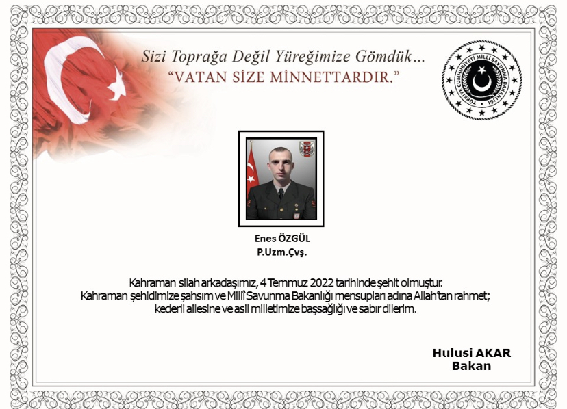 MSB’dan acı haber: Pençe-Kilit’te bir askerimiz şehit oldu 