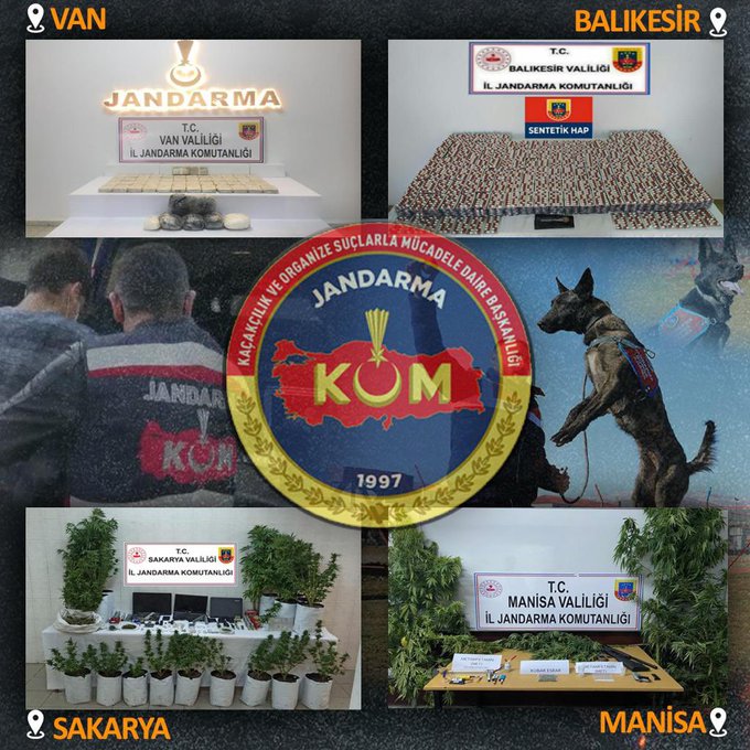 4 İlde, Jandarma uyuşturucu tacirlerine geçit vermedi