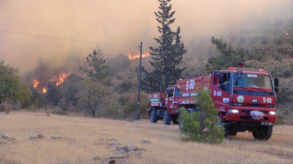 Mersin'de orman yangını; 110 hane tahliye edildi