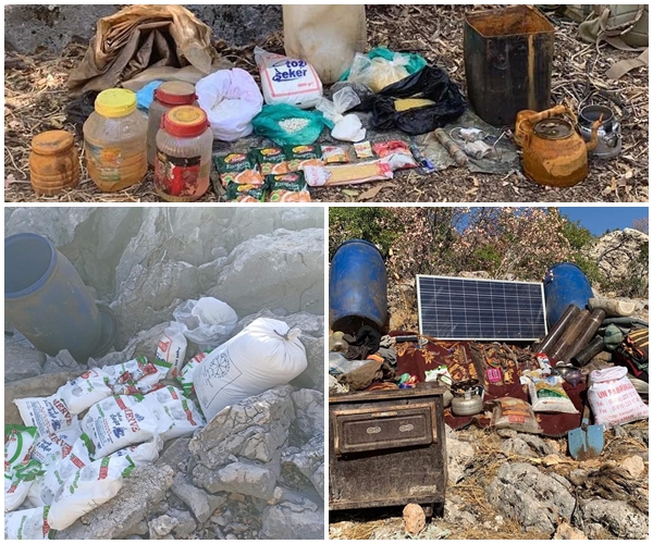 Adıyaman'da terör örgütü PKK'ya ait yaşam malzemeleri ele geçirildi